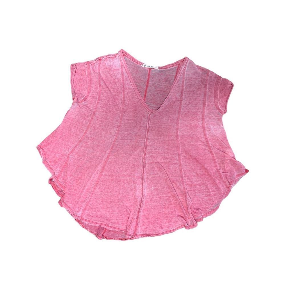 We The Free, Pink Sheer V-Neck Top, Small, Oversized, Used
